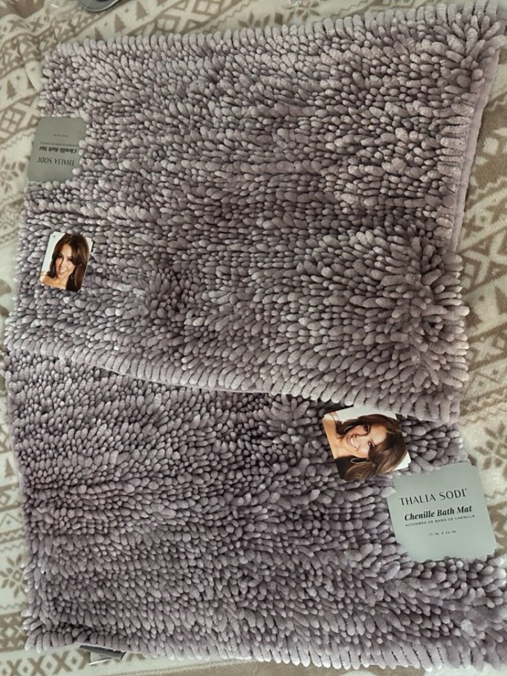 Thalia Sodi lavender chenille bath mats (set of 2)
